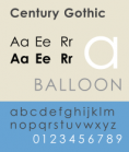 Impression - police de caractère - font - Century Gothic - 30% ink than Arial font