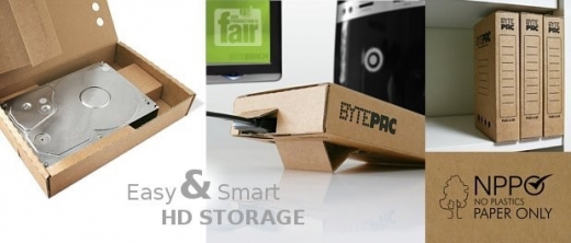 BytePac - boîtier en carton pour disque dur externe 