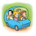 Generique - covoiturage - dessin voiture - 4 personnes dedans