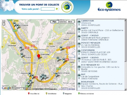 Eco-Systèmes - carte interactive des points de collecte DEEE