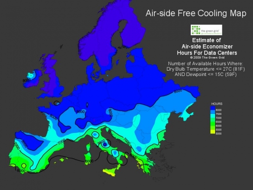 Green Grid - carte europe free cooling