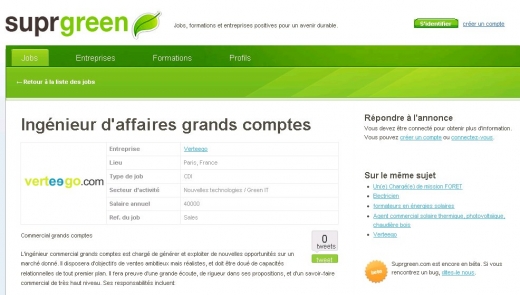 Emploi - Suprgreen.com - emploi développement durable