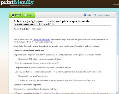 Capture d'écran de PrintFriendly