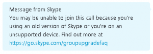 skype - message mise à jour